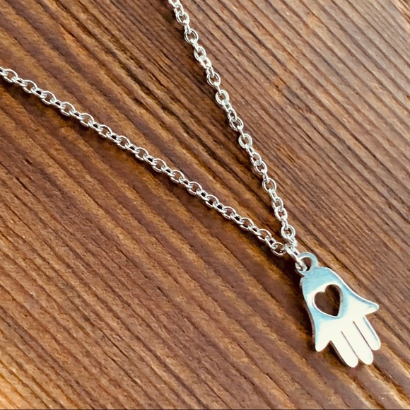 SILVER HAMSA ♡ Stainless Steel Necklace - Picture 2 of 3